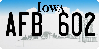 IA license plate AFB602