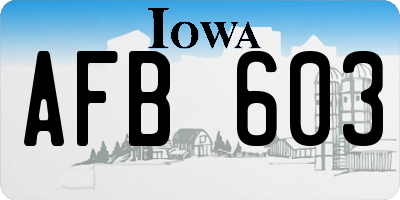 IA license plate AFB603