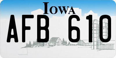 IA license plate AFB610
