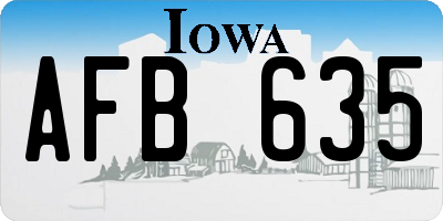 IA license plate AFB635