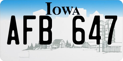 IA license plate AFB647