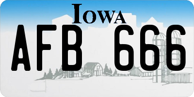 IA license plate AFB666