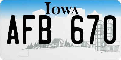 IA license plate AFB670