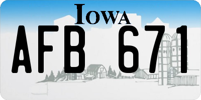 IA license plate AFB671