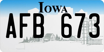 IA license plate AFB673
