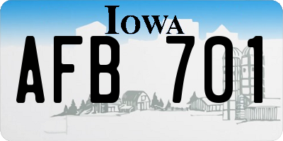 IA license plate AFB701