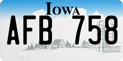 IA license plate AFB758