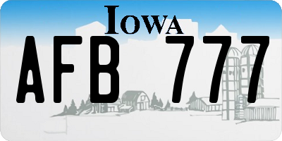IA license plate AFB777
