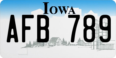 IA license plate AFB789