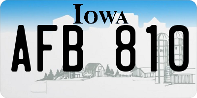 IA license plate AFB810