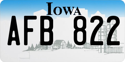 IA license plate AFB822