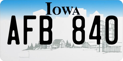 IA license plate AFB840