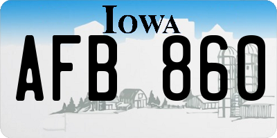 IA license plate AFB860