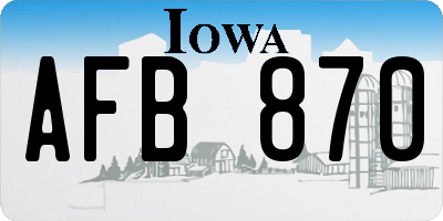 IA license plate AFB870