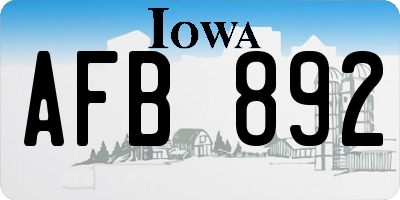 IA license plate AFB892