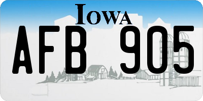 IA license plate AFB905