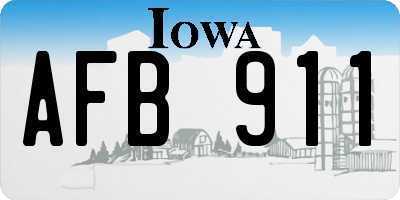 IA license plate AFB911
