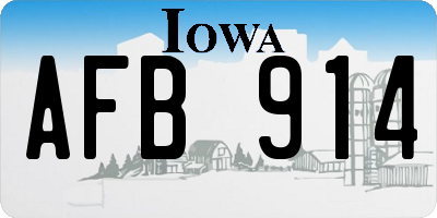 IA license plate AFB914