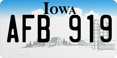IA license plate AFB919
