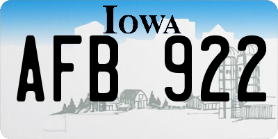 IA license plate AFB922