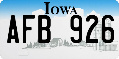 IA license plate AFB926