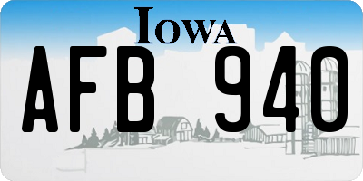 IA license plate AFB940