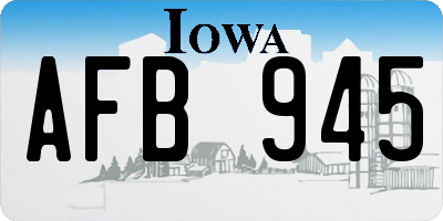 IA license plate AFB945
