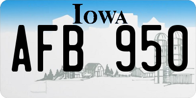 IA license plate AFB950