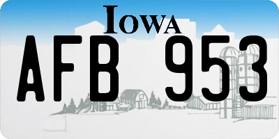 IA license plate AFB953