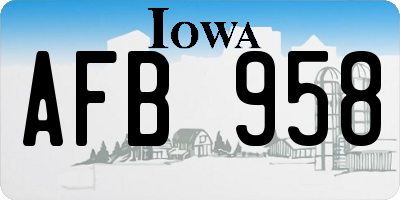 IA license plate AFB958