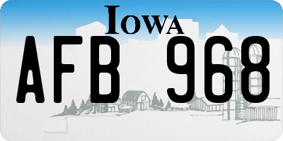 IA license plate AFB968