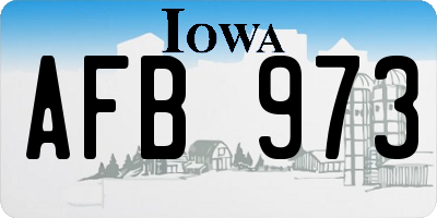 IA license plate AFB973