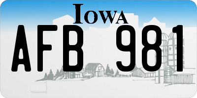 IA license plate AFB981