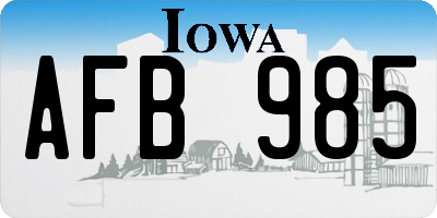 IA license plate AFB985