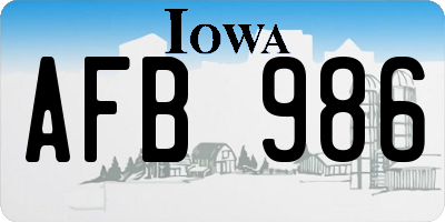 IA license plate AFB986