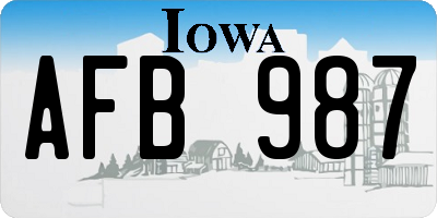IA license plate AFB987