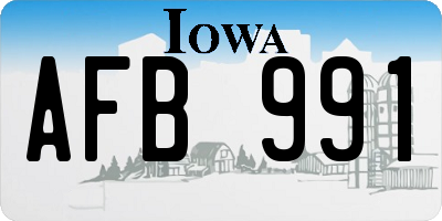 IA license plate AFB991