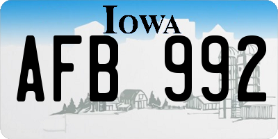 IA license plate AFB992