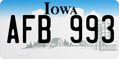 IA license plate AFB993