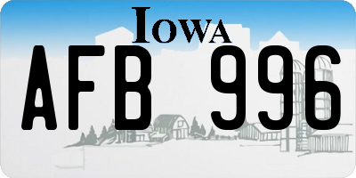 IA license plate AFB996