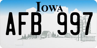 IA license plate AFB997