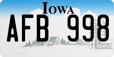 IA license plate AFB998