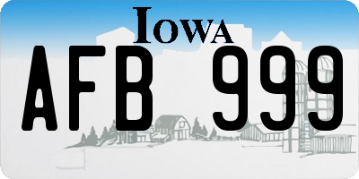 IA license plate AFB999