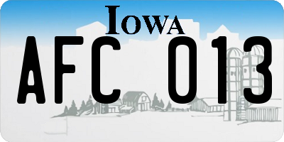 IA license plate AFC013