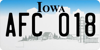 IA license plate AFC018