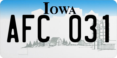IA license plate AFC031