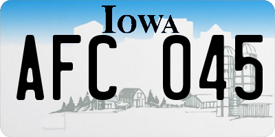 IA license plate AFC045