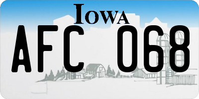 IA license plate AFC068