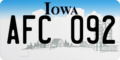 IA license plate AFC092