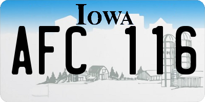 IA license plate AFC116